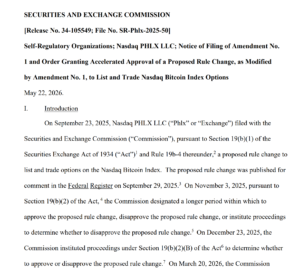 SEC approves Nasdaq to list Bitcoin index options on the exchange